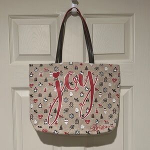 Brighton Joy Holiday Tan Tote with Holiday Accents